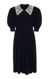 Miu Miu Peter Pan-collar Crepe Dress In Black