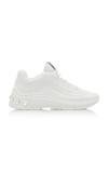 Miu Miu Crystal-embellished Patent-leather Platform Sneakers In White