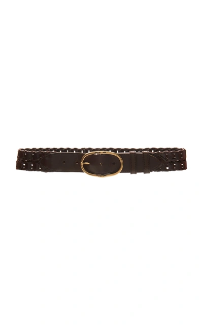 Miu Miu Woven Leather Belt In Brown