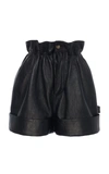 Miu Miu Black Paper Bag Waist Leather Shorts