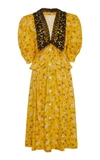 Miu Miu Daisy-print Lace-collar Dress In Yellow
