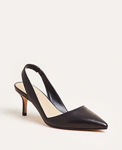 Ann Taylor Alexia Leather Slingback Pumps In Black