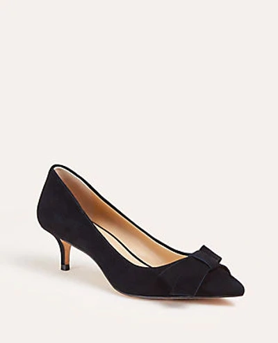 Ann Taylor Reese Suede Bow Pumps In Black