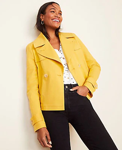 Ann Taylor Short Trench Coat In Yellow Plume