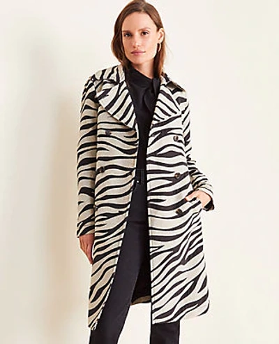 Ann Taylor Zebra Print Trench Coat In Animal Print