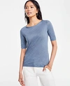 ANN TAYLOR LINEN ELBOW SLEEVE TEE,502401