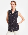 ANN TAYLOR POLKA DOT SLEEVELESS CAMP SHIRT,505059