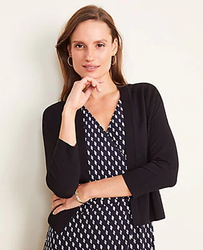 Ann Taylor Pointelle Dress Cardigan In Black