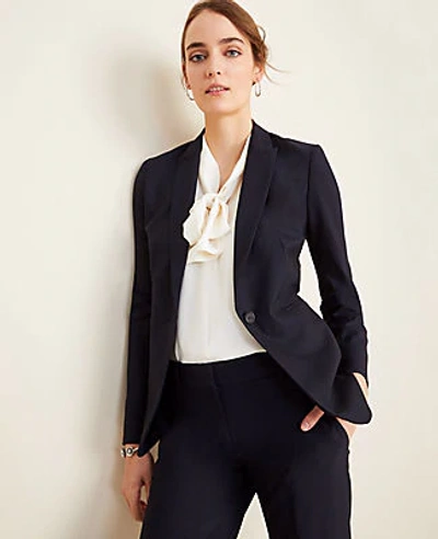 Ann Taylor The One-button Blazer In Tropical Wool In True Navy