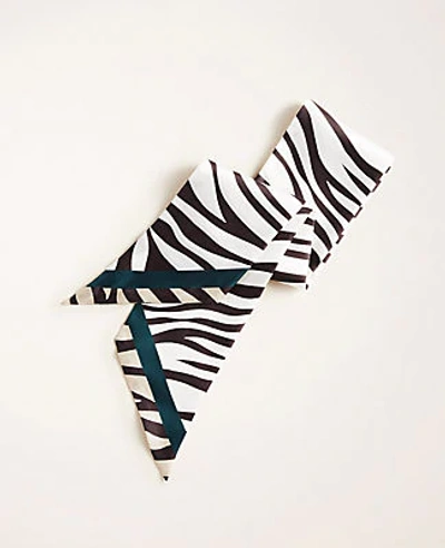 Ann Taylor Zebra Print Skinny Silk Scarf In White