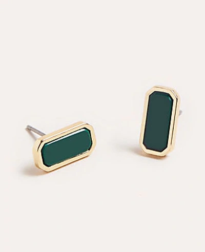 Ann Taylor Rectangle Stone Stud Earrings In Green