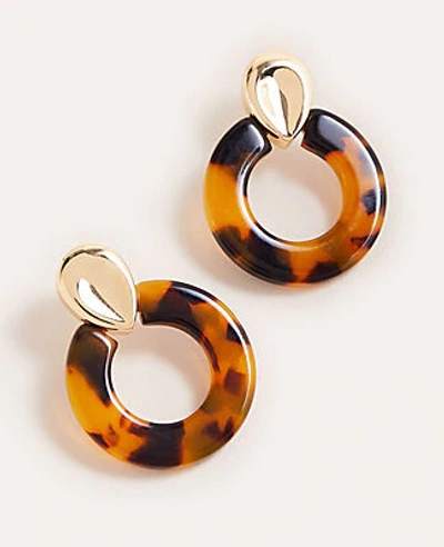 Ann Taylor Tortoiseshell Print Ring Nugget Drop Earrings In Gold