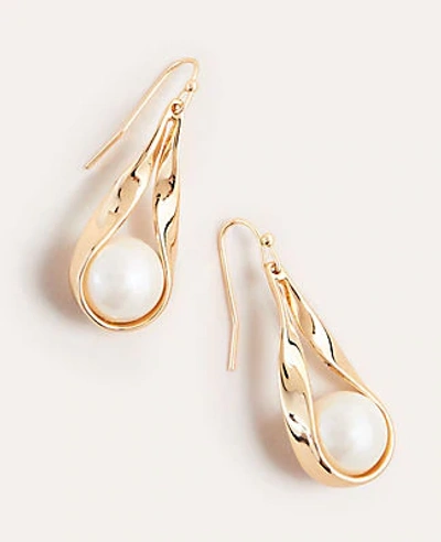 Ann Taylor Pearlized Drop Earrings In Gold