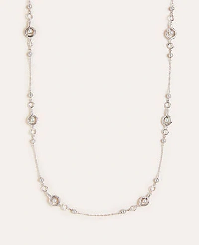 Ann Taylor Pearlized Station Necklace In Metallic