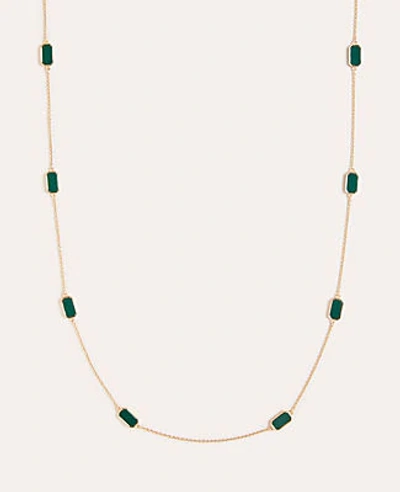 Ann Taylor Rectangle Stone Station Necklace In Green