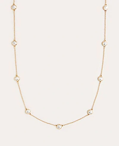 Ann Taylor Crystal Station Necklace In Gold
