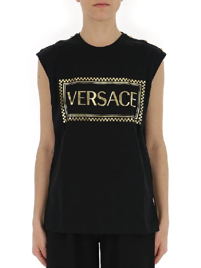 Versace 90s Vintage Logo Muscle T In Black
