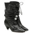ATTICO CRYSTAL-EMBELLISHED LEATHER BOOTS,P00402026