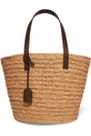 SAINT LAURENT PANIER MEDIUM LEATHER-TRIMMED RAFFIA TOTE