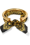 VERSACE GOLD-TONE AND PRINTED SILK-TWILL BRACELET