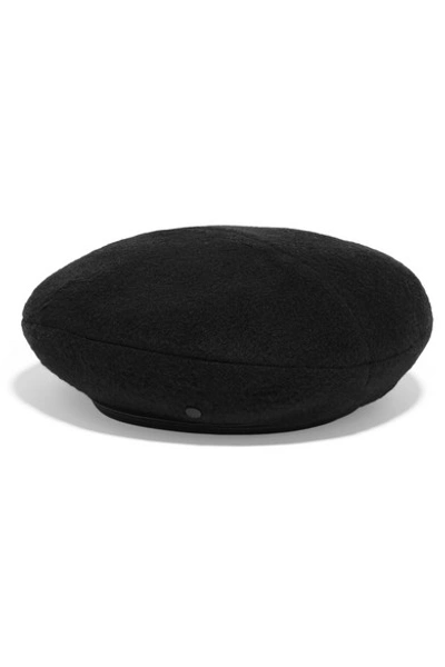 Maison Michel Billy Reversible Leather-trimmed Cashmere Beret In Black