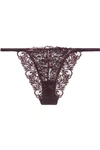 COCO DE MER AMALIE EMBROIDERED TULLE AND SILK-BLEND SATIN BRIEFS