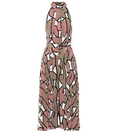 Diane Von Furstenberg Halter-neck Floral Belted Dress In Brown