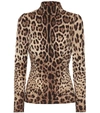 DOLCE & GABBANA LEOPARD-PRINT STRETCH-SILK CRÊPE TOP,P00400920