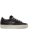 GOLDEN GOOSE HI STAR SUEDE-TRIMMED DISTRESSED LEATHER SNEAKERS