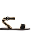 TABITHA SIMMONS JUDY WHIPSTITCHED RAFFIA AND SUEDE SANDALS