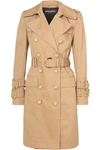 BALMAIN BUTTON-EMBELLISHED COTTON-TWILL TRENCH COAT