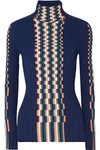 LOEWE RIBBED INTARSIA COTTON TURTLENECK SWEATER