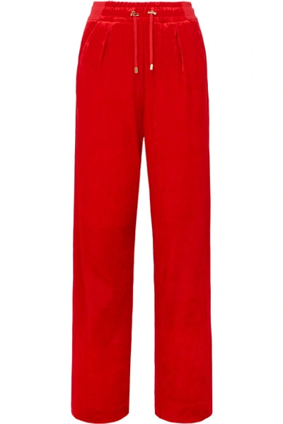 Balmain Wide Leg Jogging Style Trousers In Red