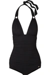 DOLCE & GABBANA RUCHED HALTERNECK SWIMSUIT