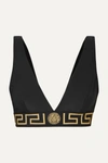 Versace Black Medusa Empire Triangle Bikini Top In Black