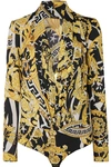 VERSACE PRINTED CREPE BODYSUIT