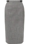 Altuzarra Bolan Leather-trimmed Prince Of Wales Checked Wool-blend Skirt In Gray