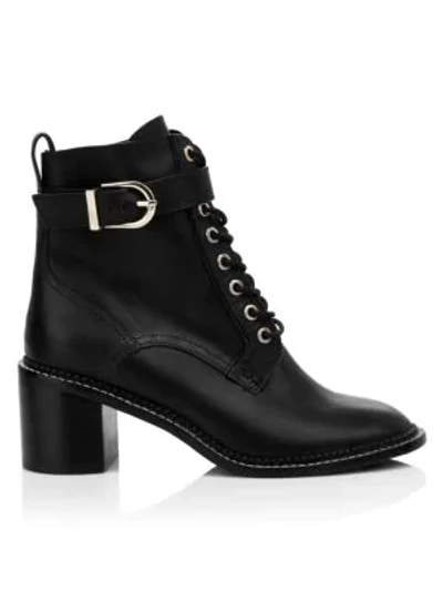 Joie Raster Block-heel Leather Combat Boots In Black
