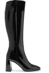 PRADA 85 PATENT-LEATHER KNEE BOOTS