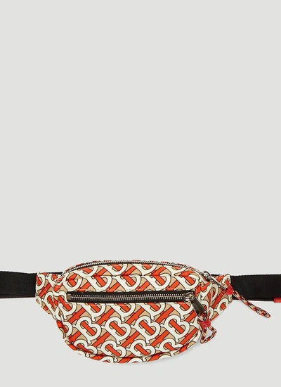 Burberry Tb Monogram Small Belt Bag In Orange