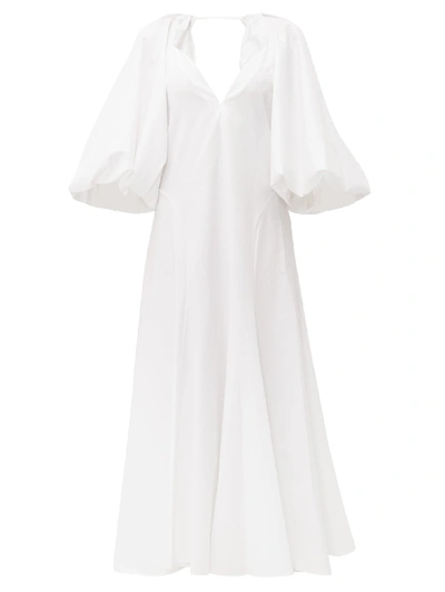 Khaite Joanna Open-back Cotton-twill Maxi Dress In White