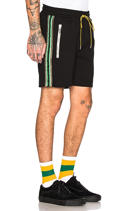 Rhude Traxedo Shorts In Black & Gold & Green