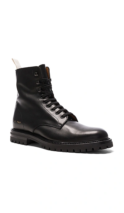 Common Projects Leather Winter Combat Boots In Black