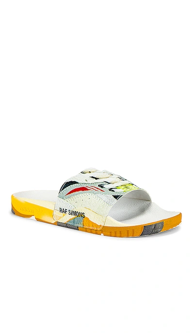 Adidas Originals Torsion Adilette Slides In White,orange,grey