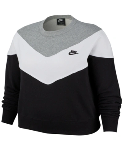 Nike Plus Size Sportswear Heritage Sweatshirt In Black/dark Grey Heather