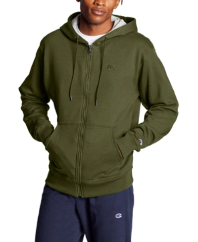 Champion Men's Powerblend Fleece Zip Hoodie In Cargo Olive