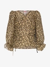 Shrimps Nero Leopard-print Organza Top In Brown