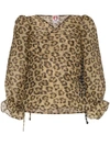 Shrimps Nero Leopard-print Organza Top In Brown