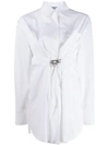 PRADA PRADA LOBSTER CLAW BUCKLED FRONT SHIRT - WHITE