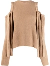 STELLA MCCARTNEY STELLA MCCARTNEY DRAWSTRING COLD SHOULDER JUMPER - NEUTRALS